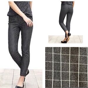 Banana Republic gray white sloan windowpane plaid check ankle pants Sz 12 NWOT